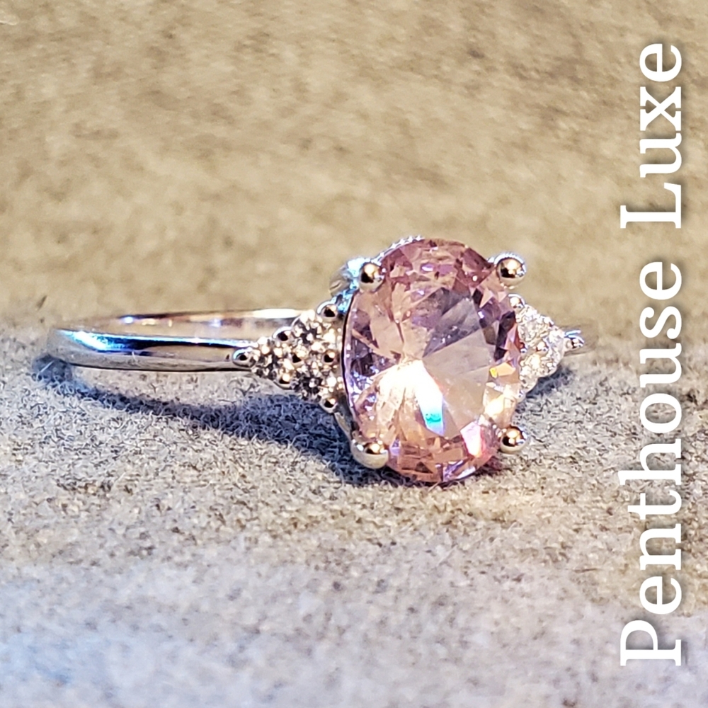 REAL 1.4ct Morganite Beryl Oval Cut 925 Ring